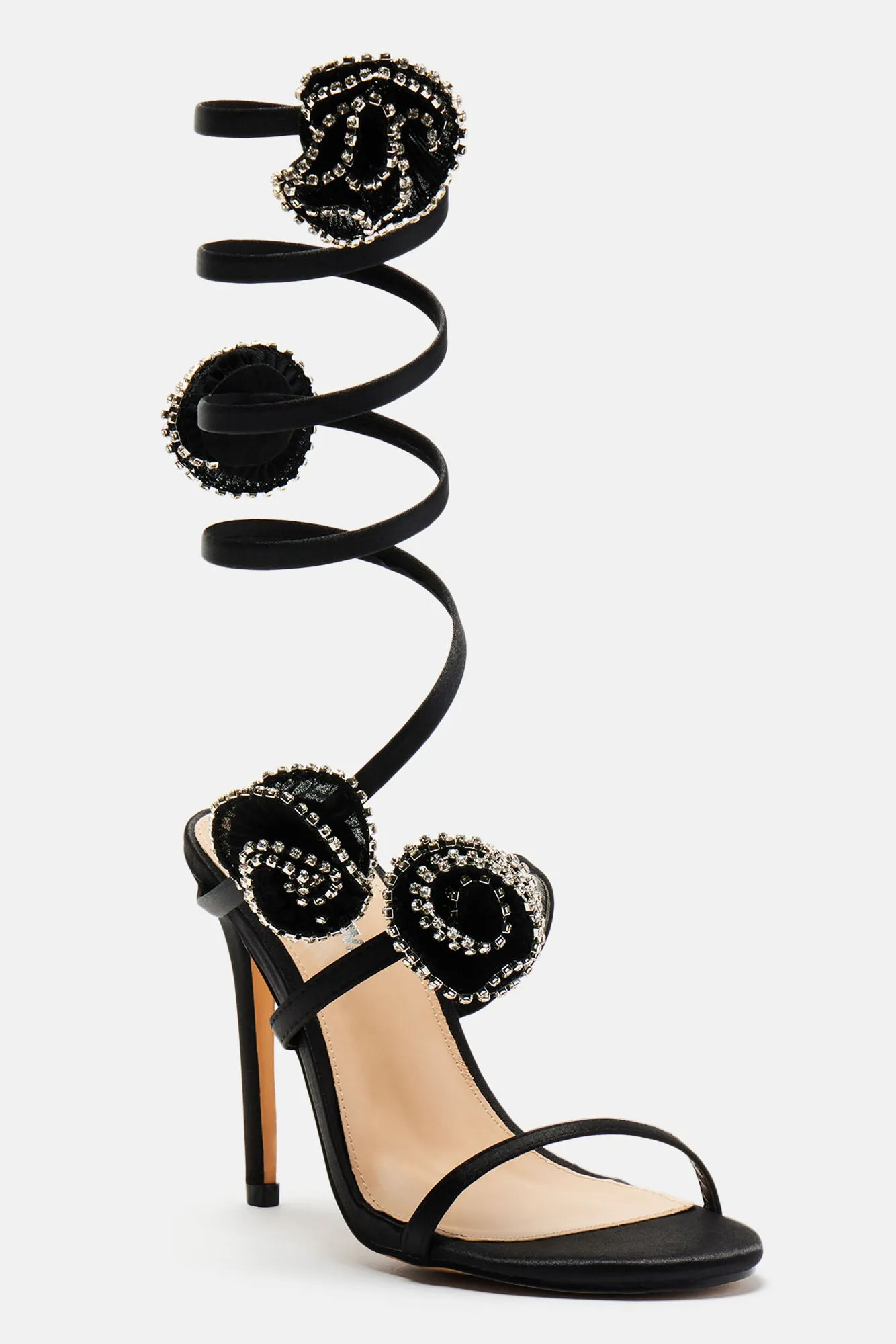 After Midnight Wrap Up Heeled Sandals - Black