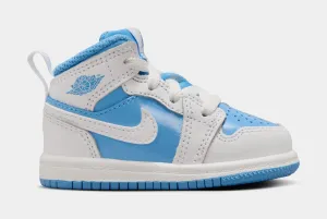 Air Jordan 1 Retro Mid Legend Blue Infant Toddler Lifestyle Shoes (White/Legend Blue)