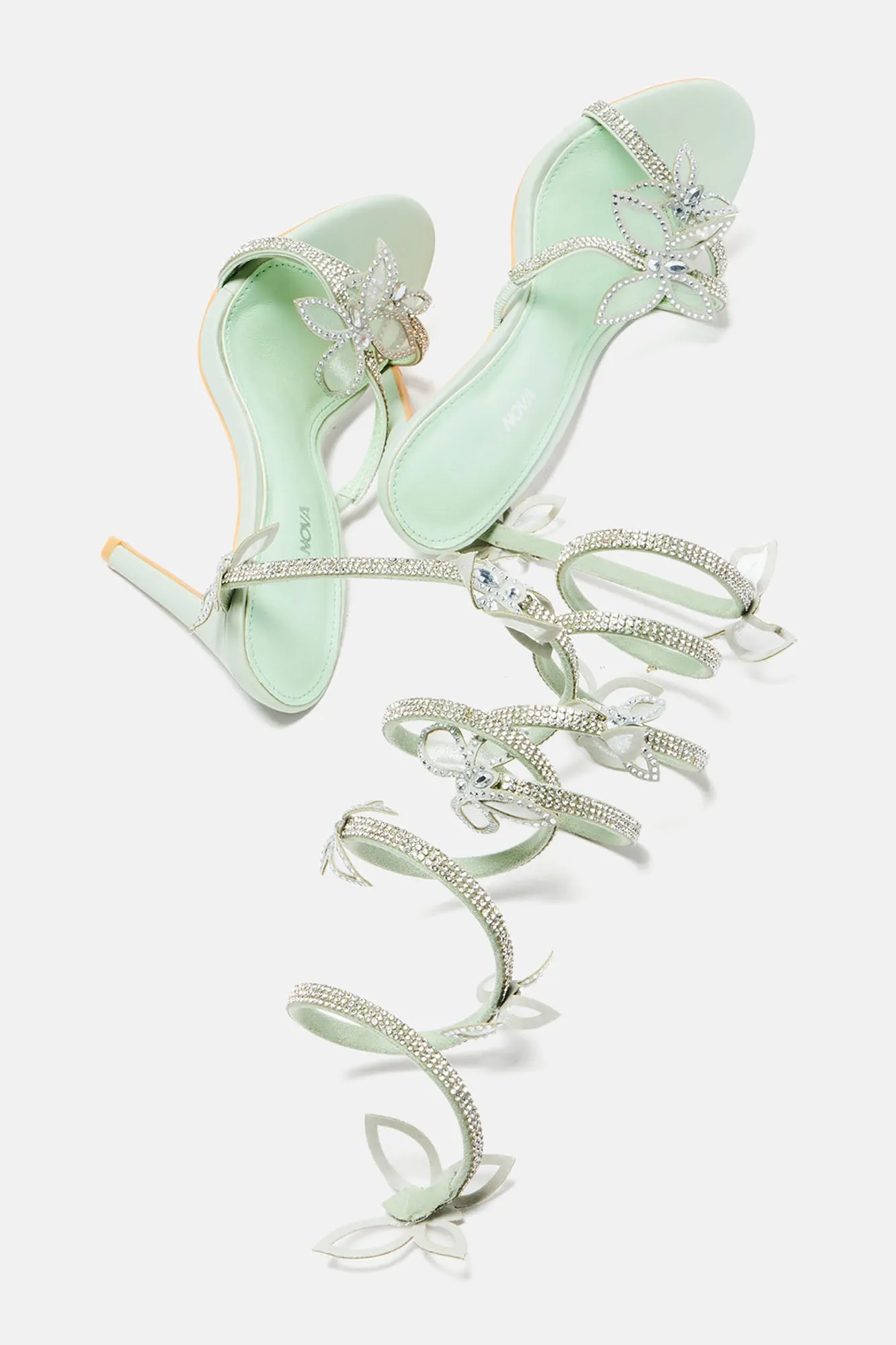 All Of My Attention Heeled Sandals - Mint