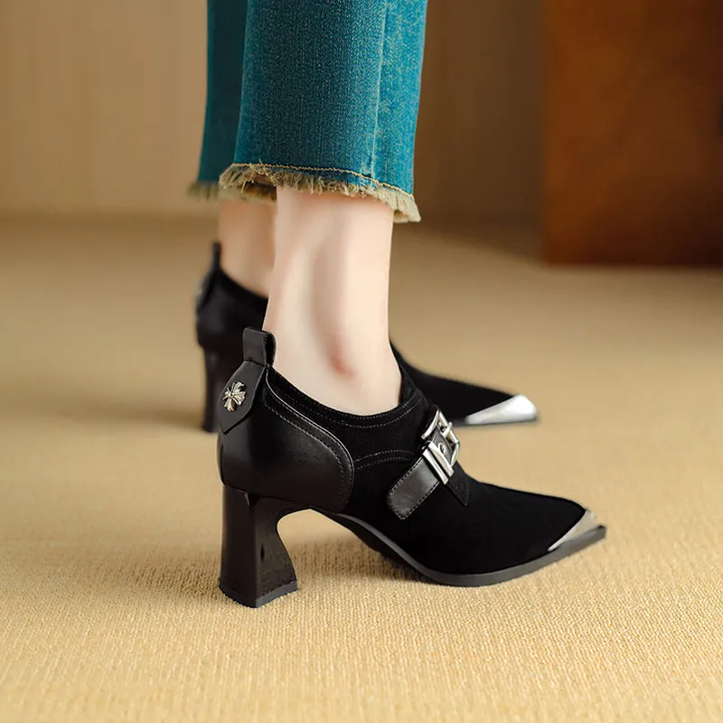 AlliChic Exotic Suede Pointed Toe  High Heels