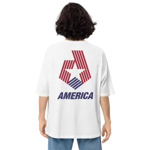 America "Star Stripes" Back Unisex Oversized White T-Shirt