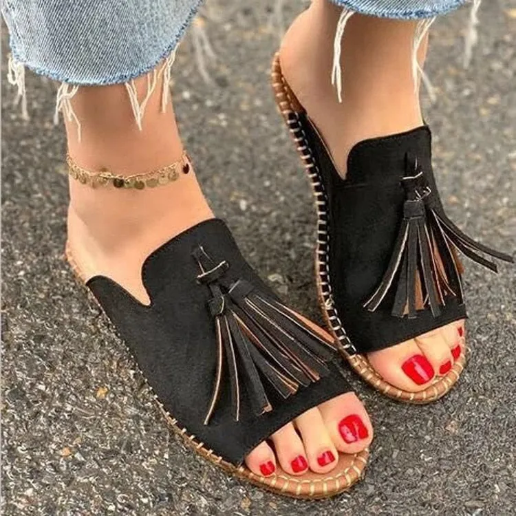 Amozae- Women Slippers Summer New Rome Retro mules Flat Casual Shoes Female Slip on Slides Woman slippers Shoes Plus Size 42 43