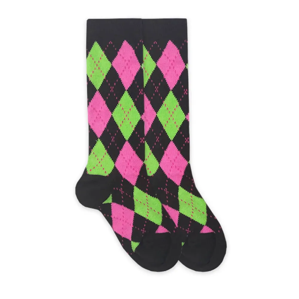 Argyle Chocolate Knee High Socks