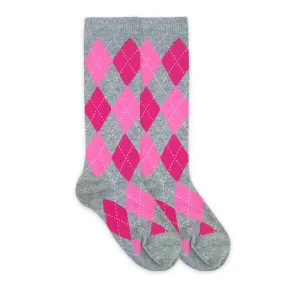 Argyle Grey Heather Knee High Socks