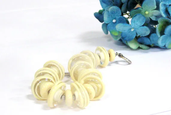 Beige Off White Glass Bead Statement Bracelet