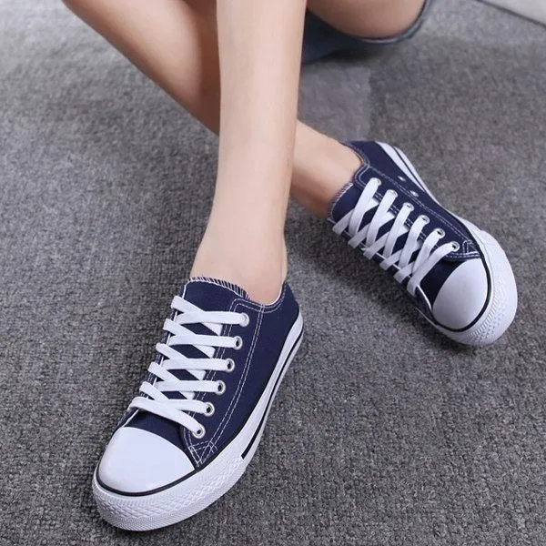 Big Size Canvas Candy Color Lace Up Casual Shoes