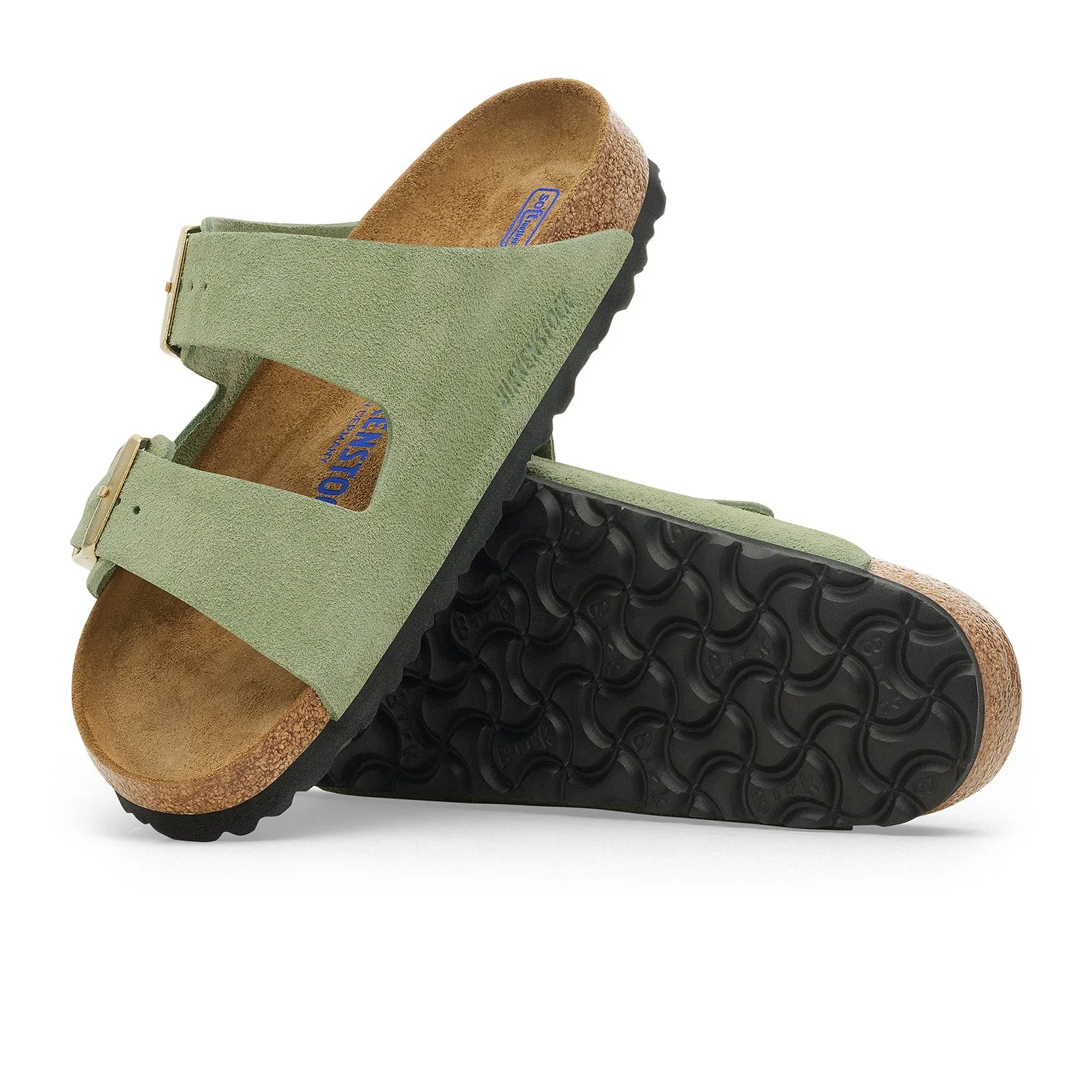 Birkenstock Arizona Soft Footbed Narrow Slide Sandal (Women) - Green Tea Suede