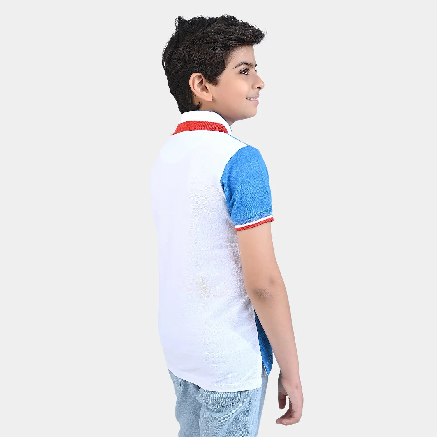 Boys Cotton PK Polo Skate-White