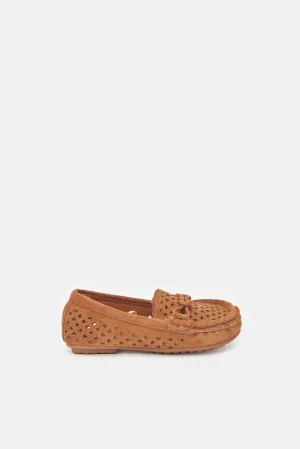 Boys Tan Textured Moccasin