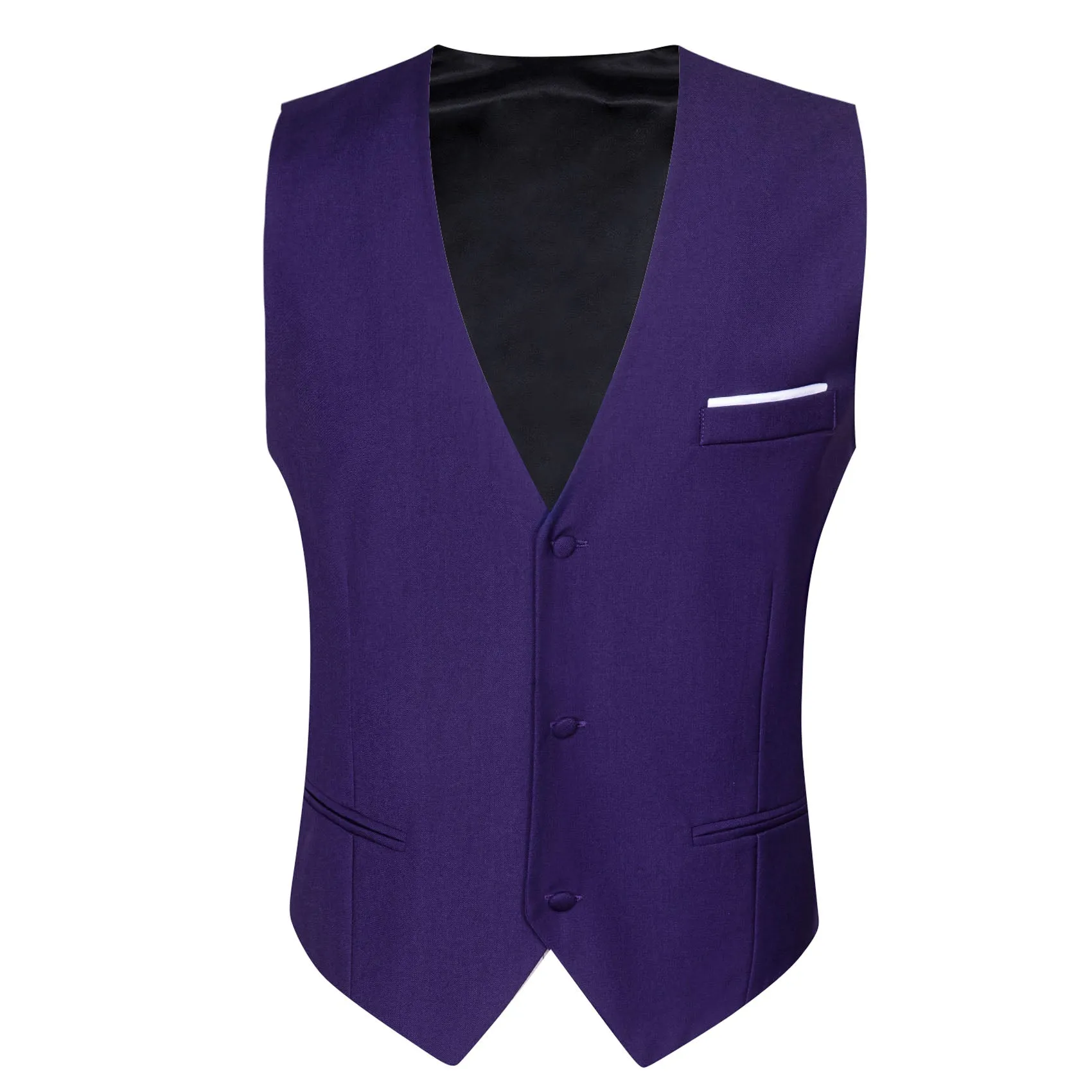 Cadbury Purple Solid Silk Men's V-Neck Business Vest