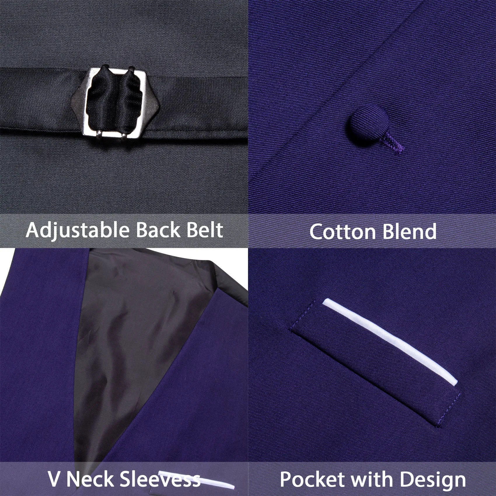 Cadbury Purple Solid Silk Men's V-Neck Business Vest