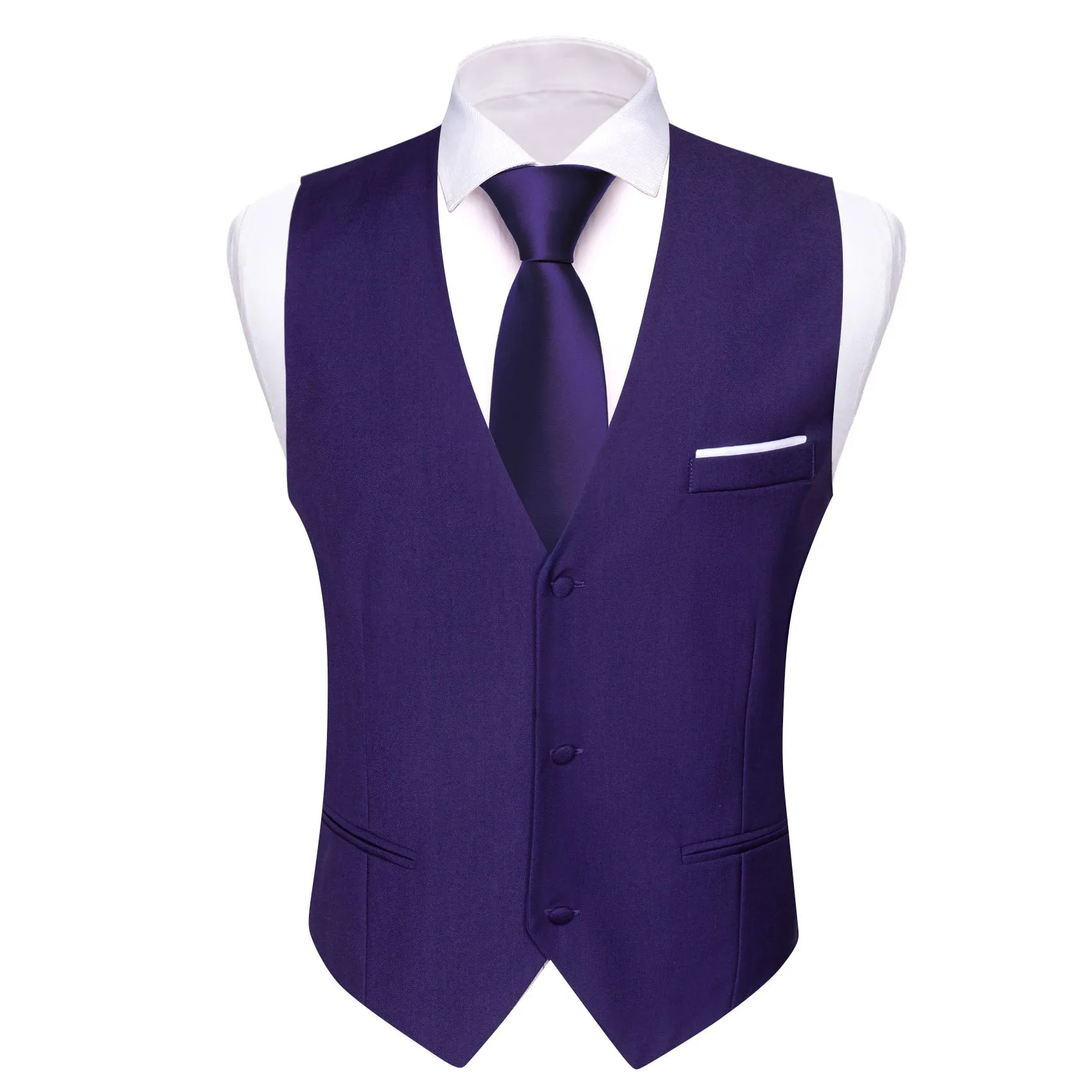 Cadbury Purple Solid Silk Men's V-Neck Business Vest