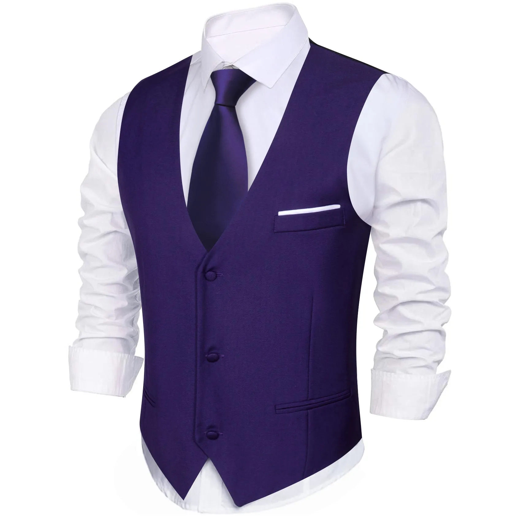 Cadbury Purple Solid Silk Men's V-Neck Business Vest