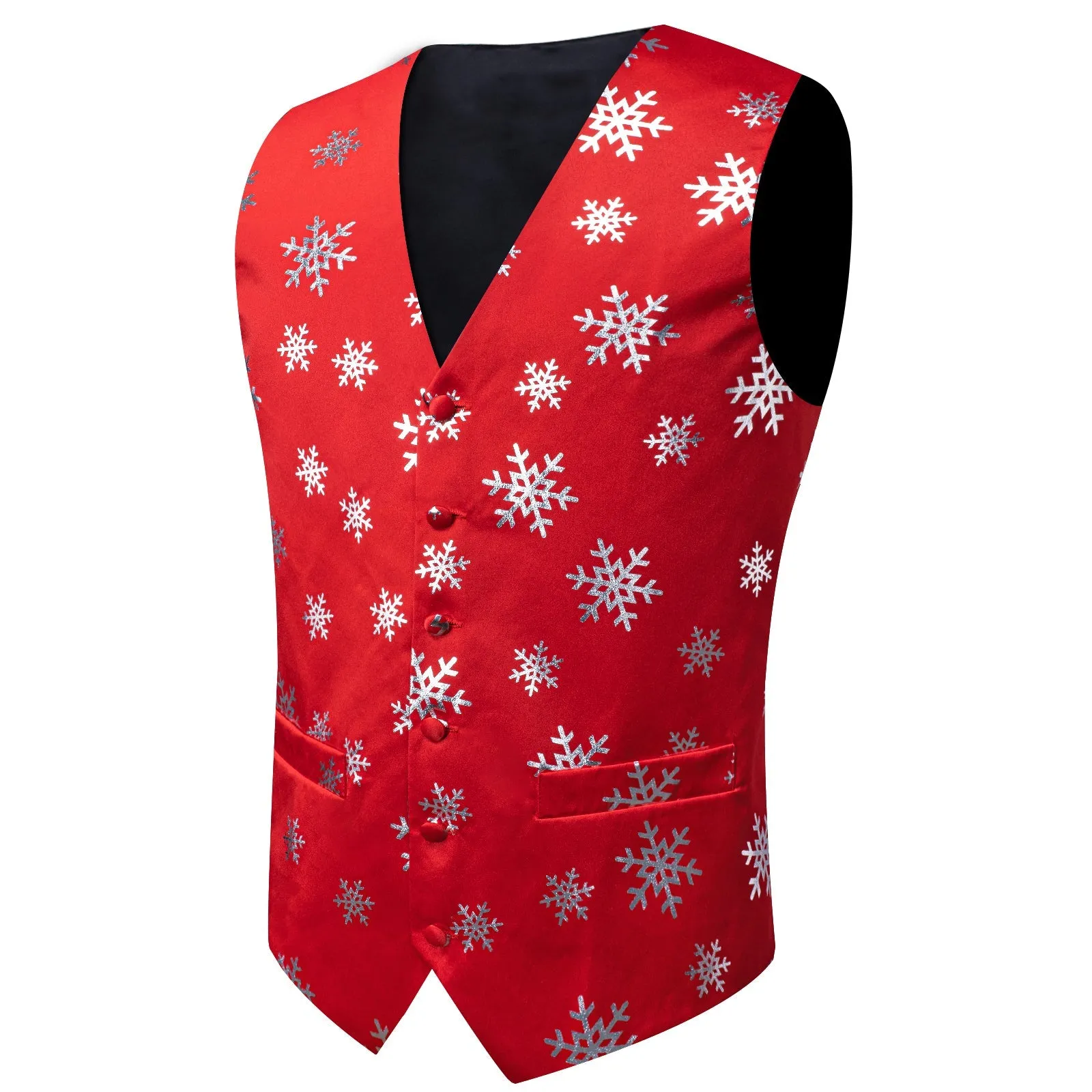 Christmas Red Snowflake Novelty Splicing Jacquard Men's Vest