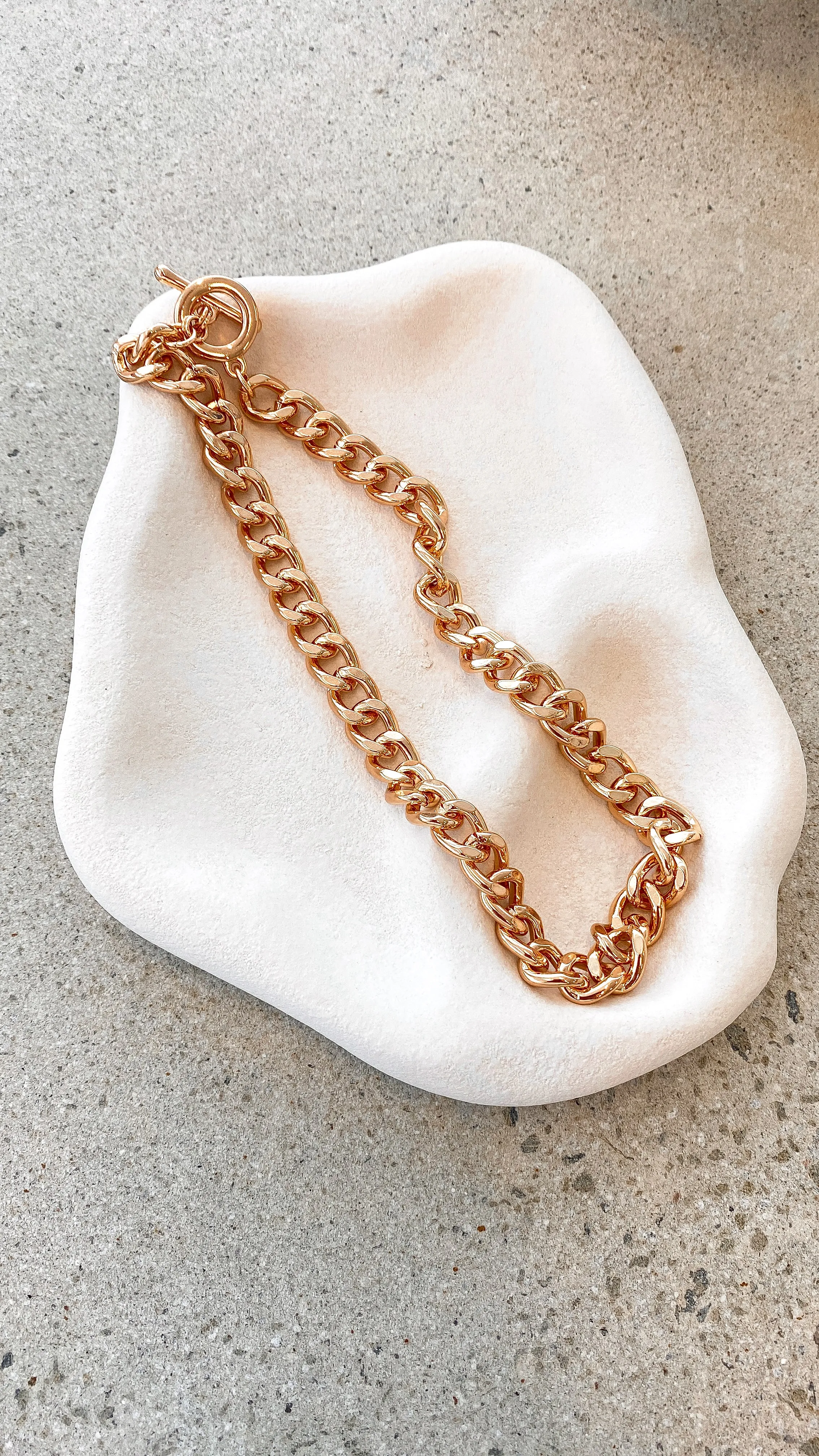 Chunky Fob Chain Necklace - Gold