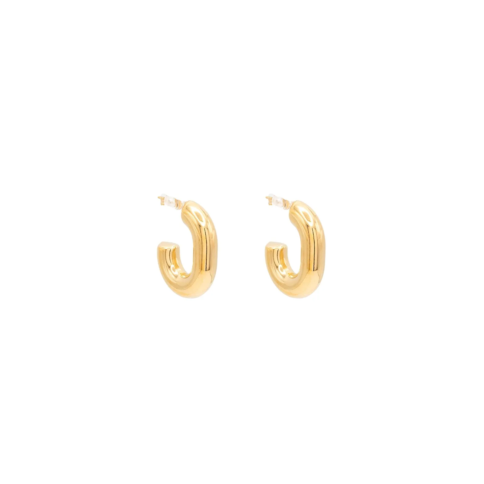 Chunky Gold Hoop Earring Stud Oval Large