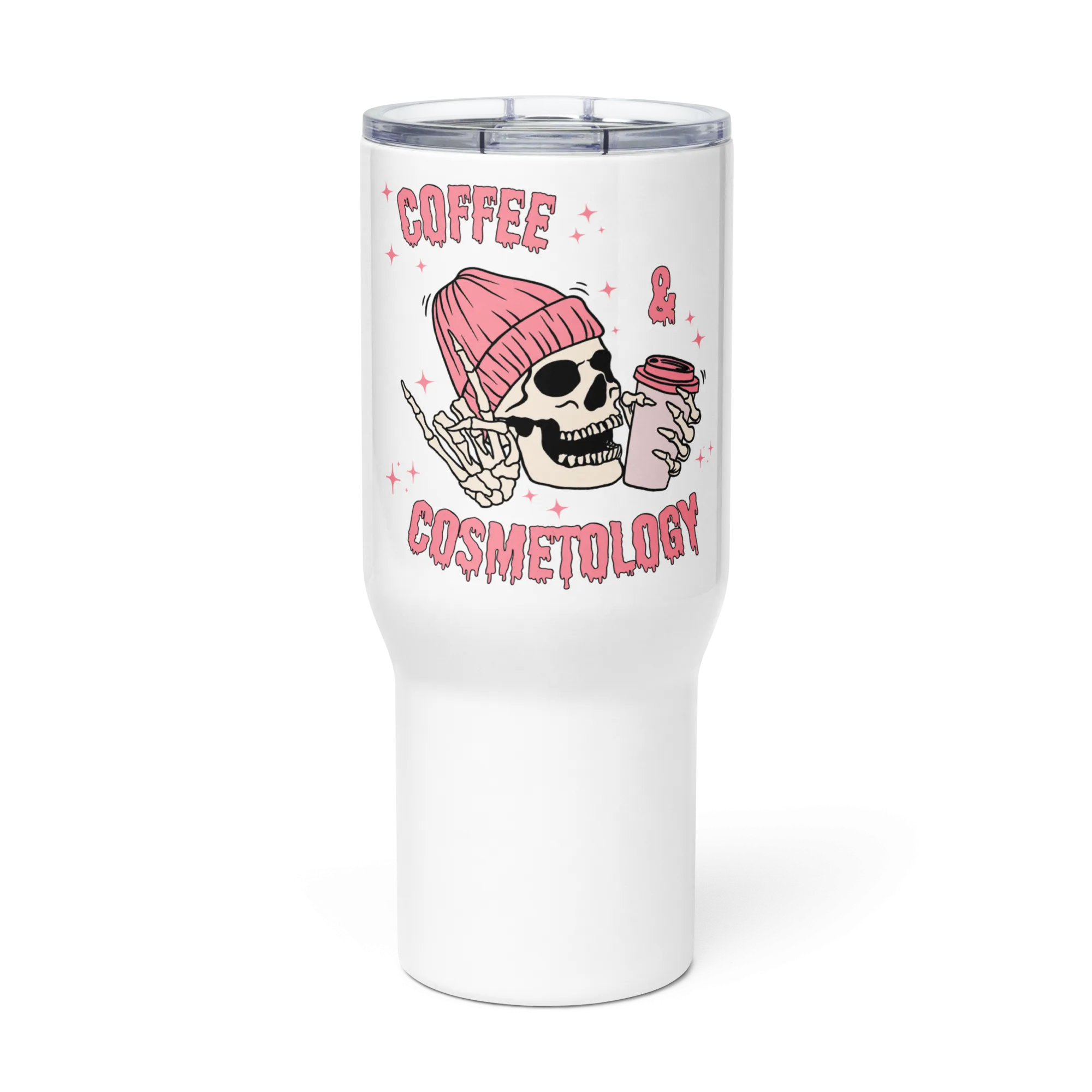 Coffee & Cosmetology Skeleton Large Tumbler Cup with Handle