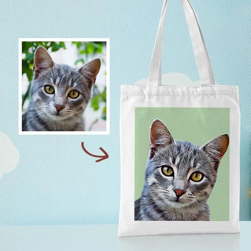 Custom Pet Portrait Canvas Tote Bag Personalized Canvas Bags DIY Gift