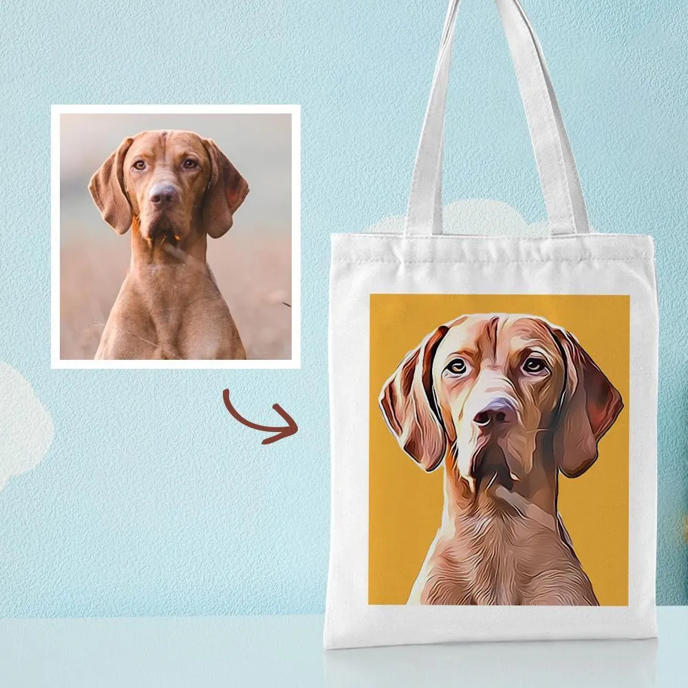 Custom Pet Portrait Canvas Tote Bag Personalized Canvas Bags DIY Gift