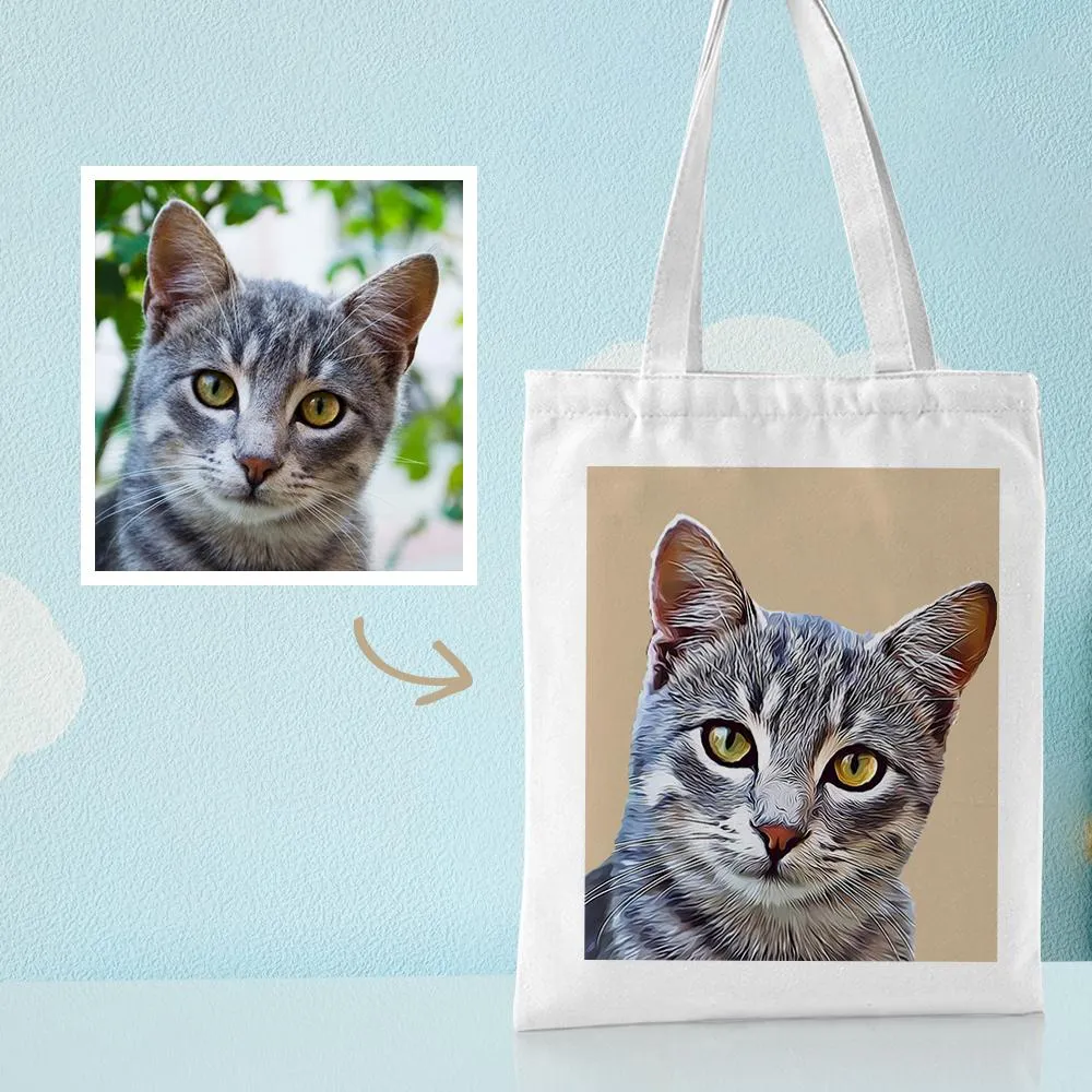 Custom Pet Portrait Canvas Tote Bag Personalized Canvas Bags DIY Gift