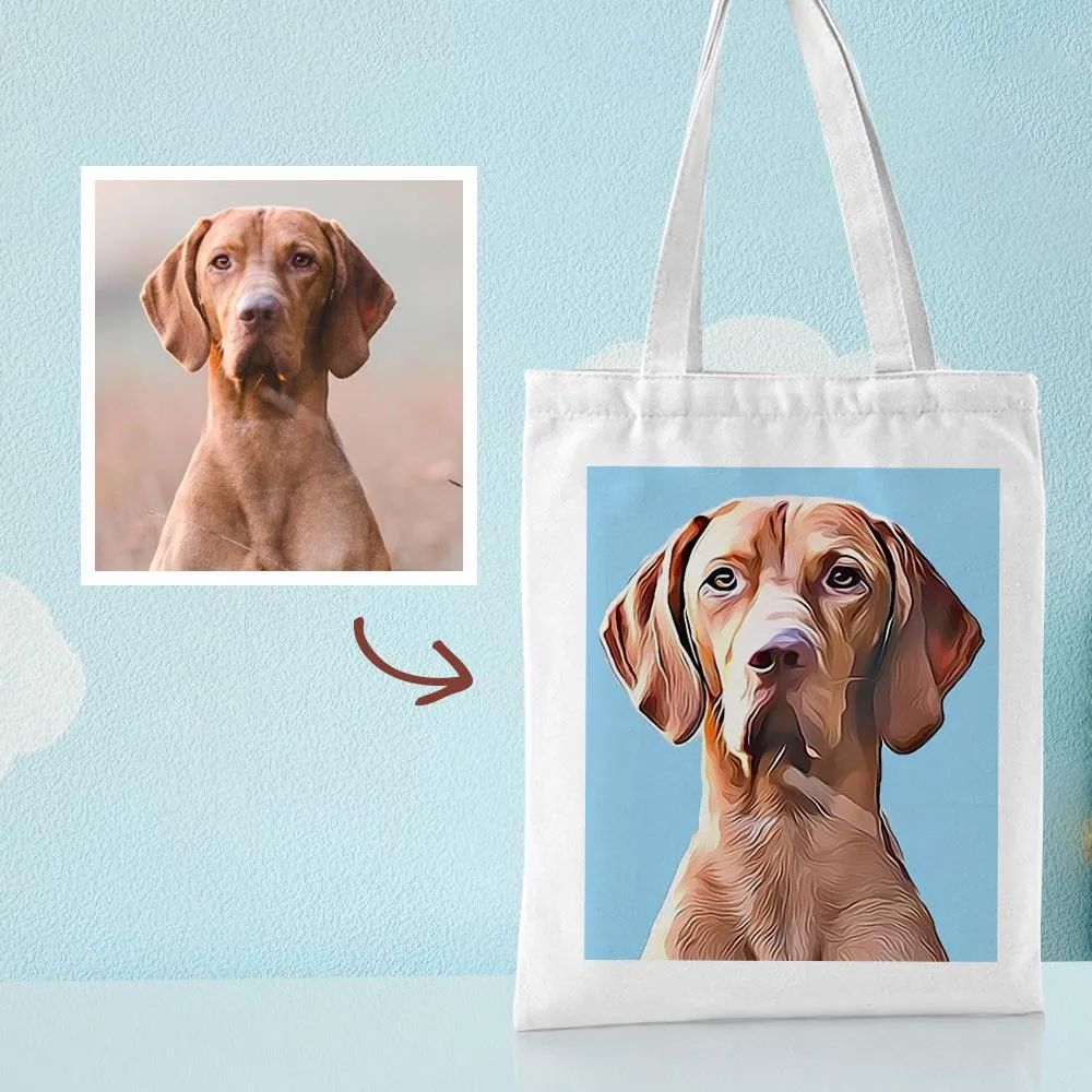 Custom Pet Portrait Canvas Tote Bag Personalized Canvas Bags DIY Gift