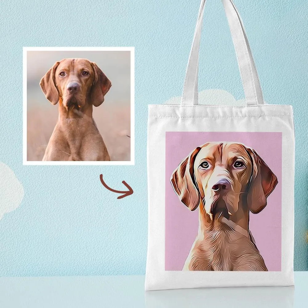 Custom Pet Portrait Canvas Tote Bag Personalized Canvas Bags DIY Gift