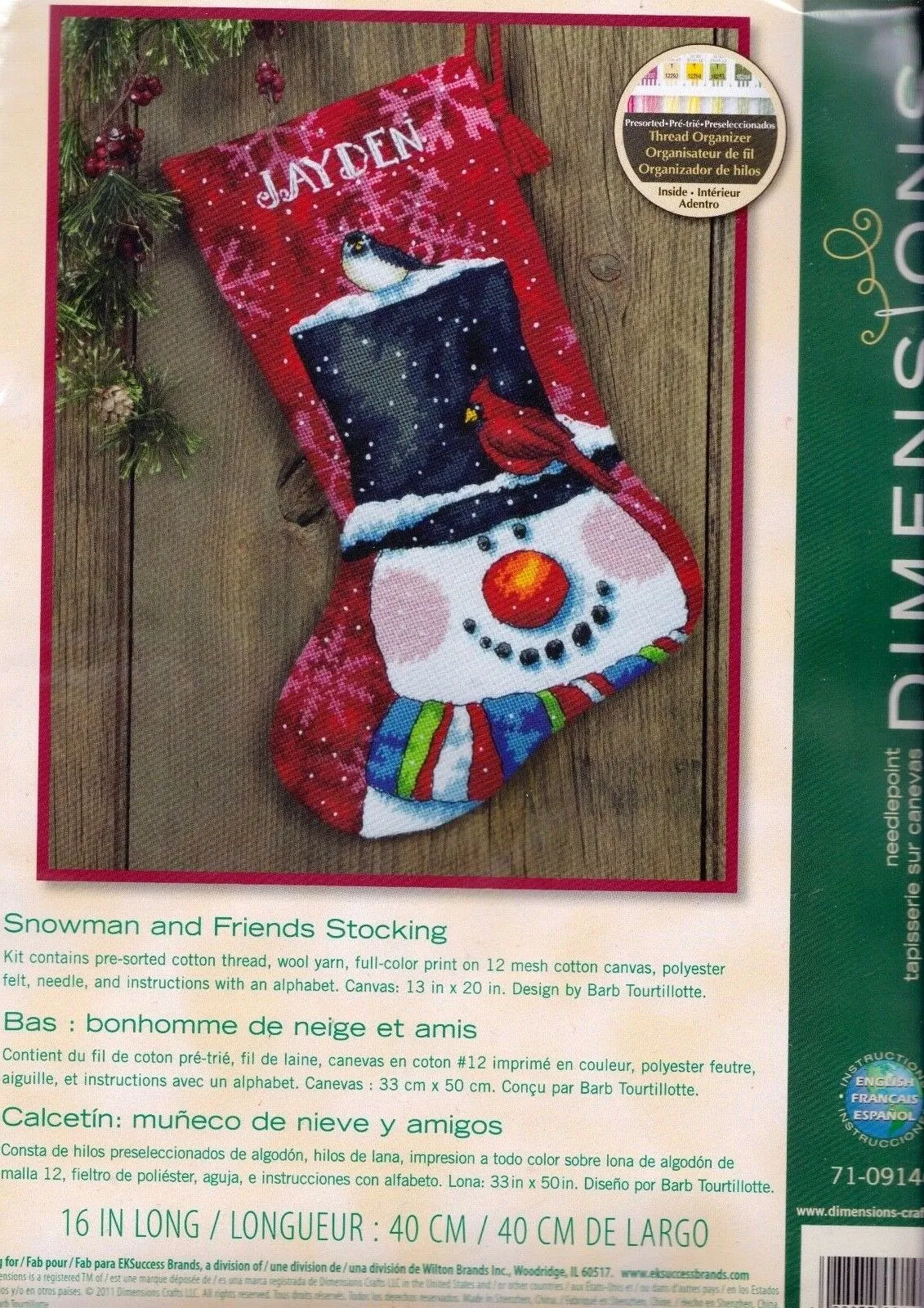 DIY Dimensions Snowman and Friends Christmas Needlepoint Stocking Kit