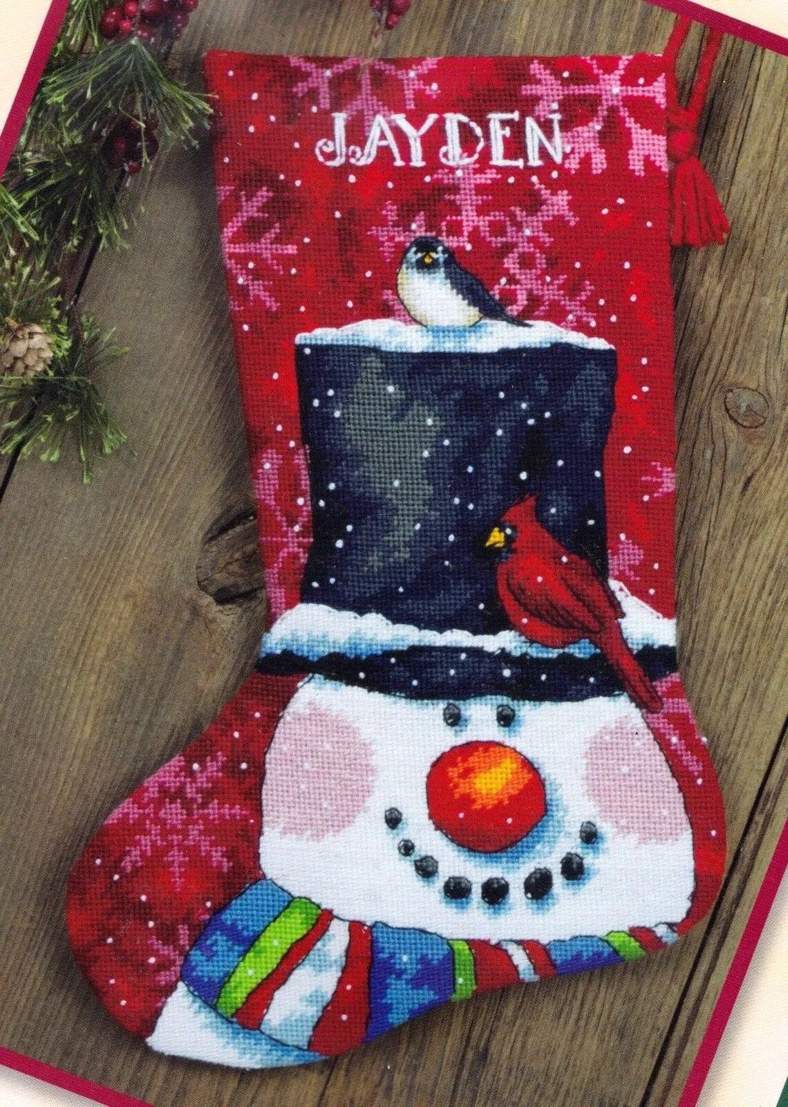 DIY Dimensions Snowman and Friends Christmas Needlepoint Stocking Kit