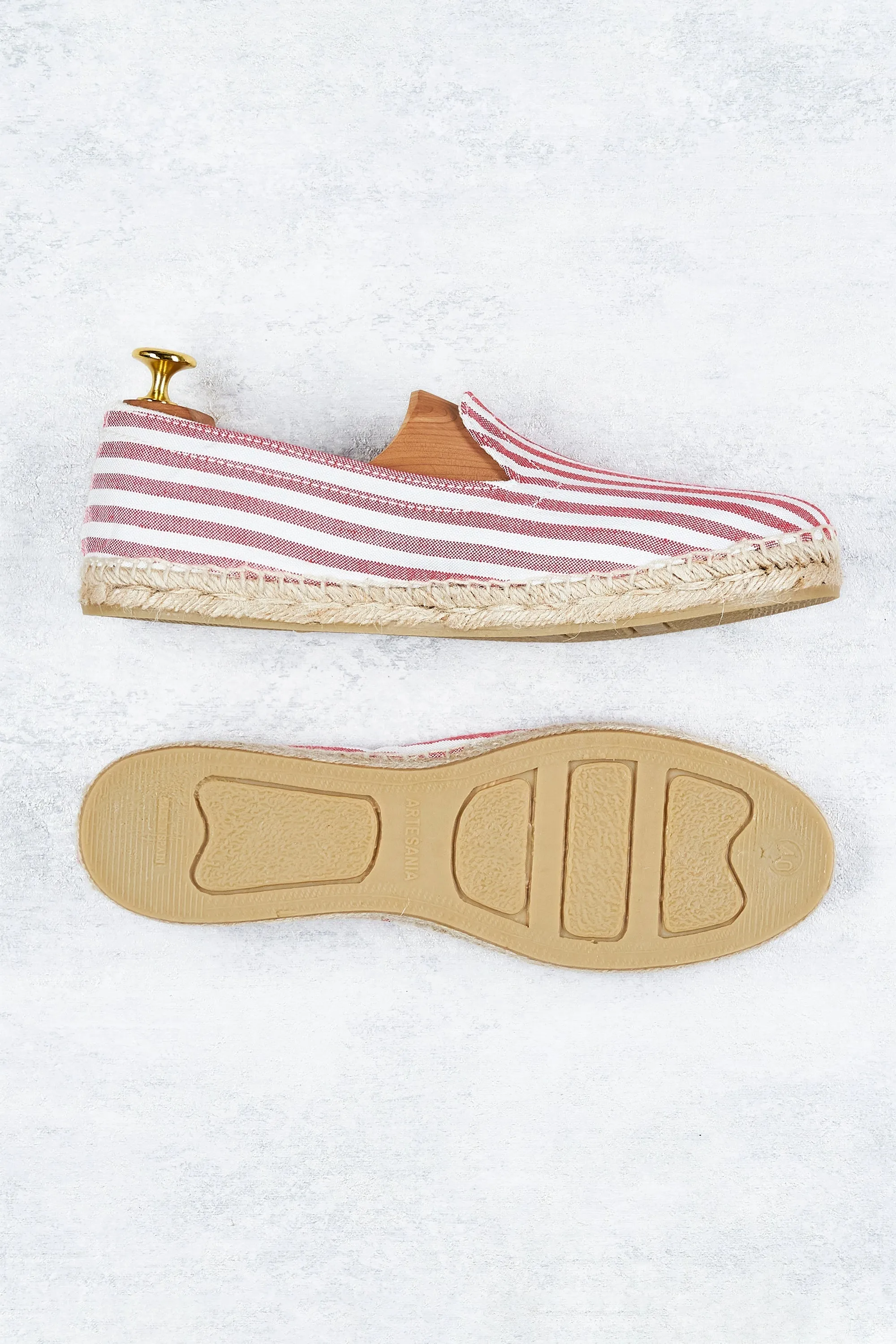 Drake's Red and White Stripe Canvas Espadrilles