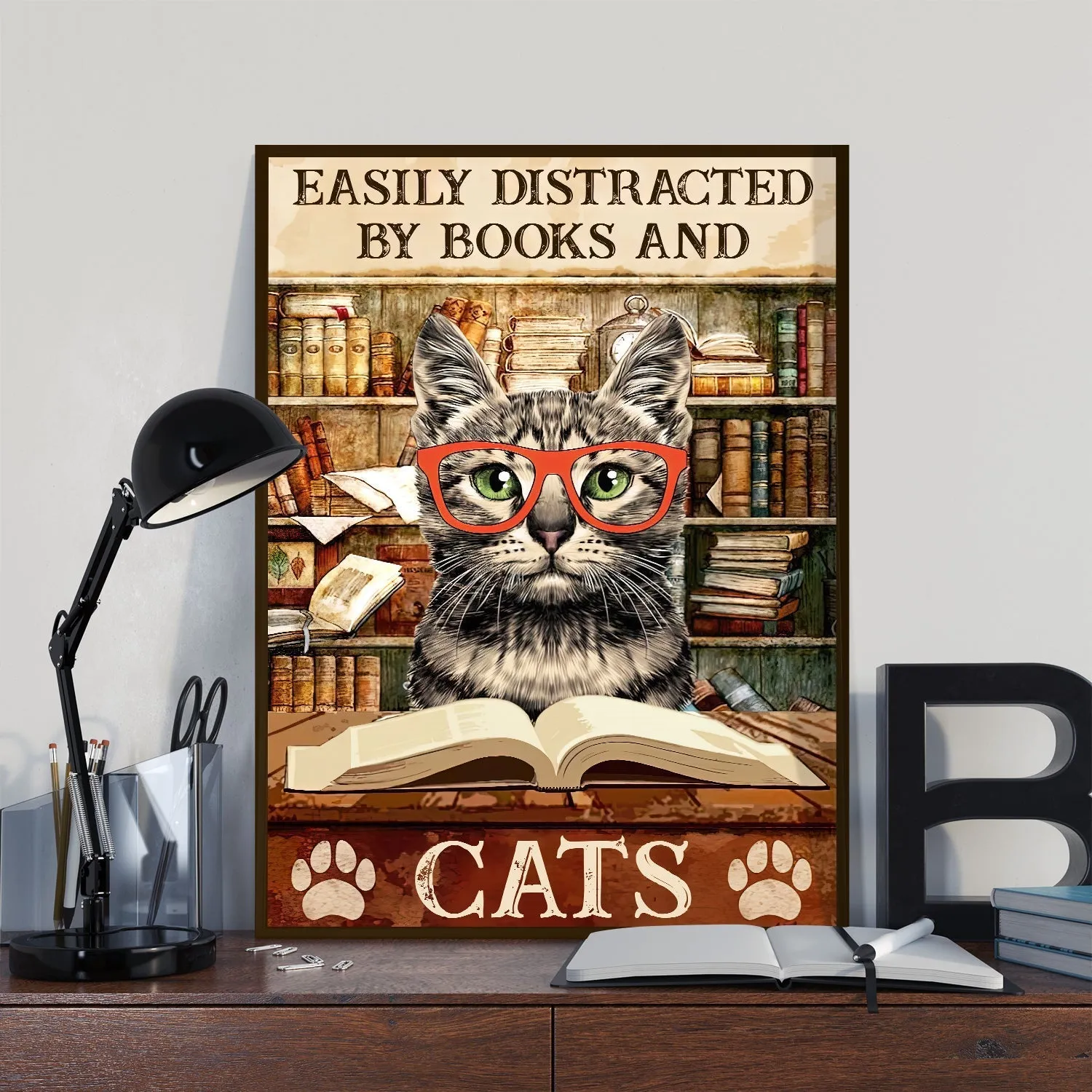 Easily Distracted By Cats And Books Book Lovers Gift CAV01