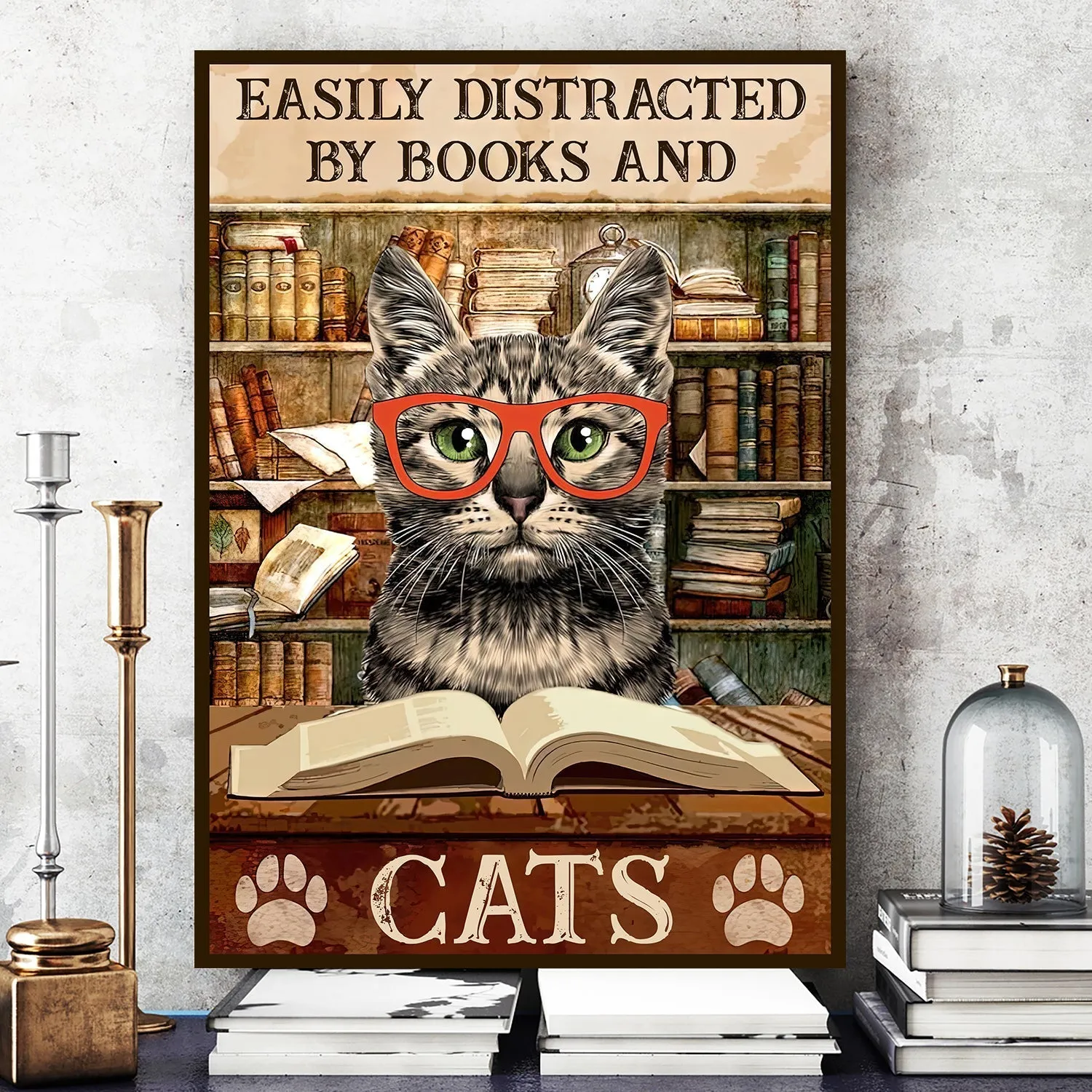 Easily Distracted By Cats And Books Book Lovers Gift CAV01