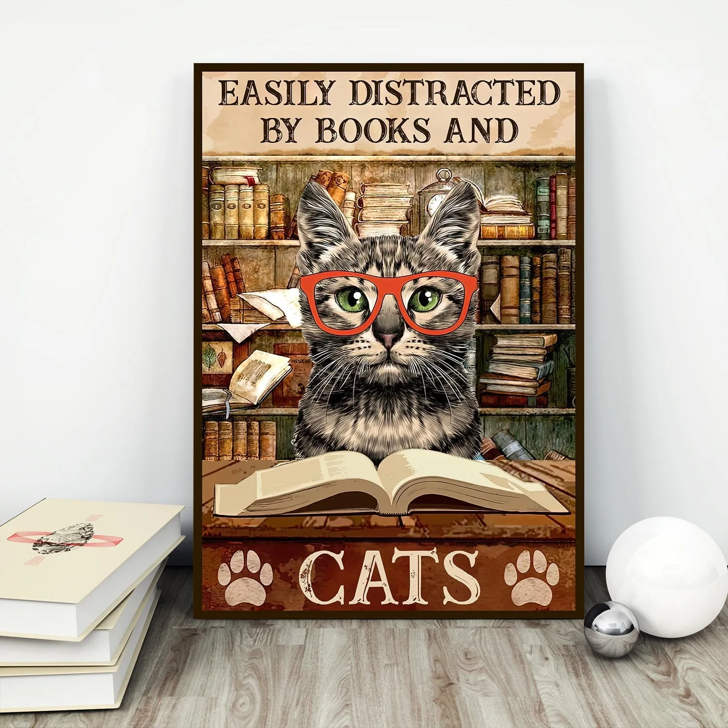 Easily Distracted By Cats And Books Book Lovers Gift CAV01