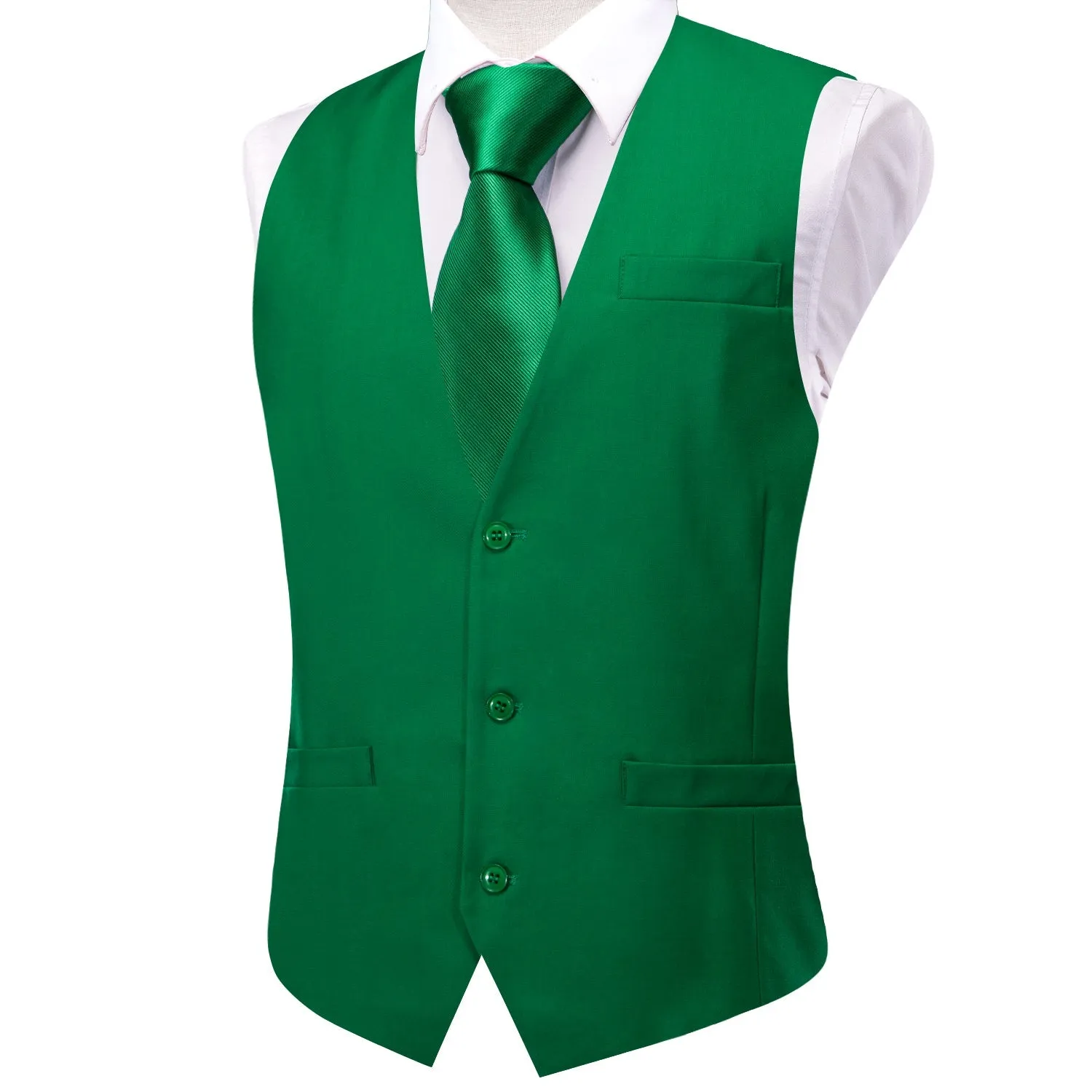 Emerald Green Solid Splicing Jacquard Men's Vest