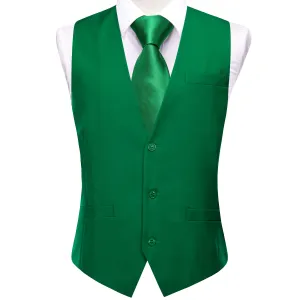 Emerald Green Solid Splicing Jacquard Men's Vest