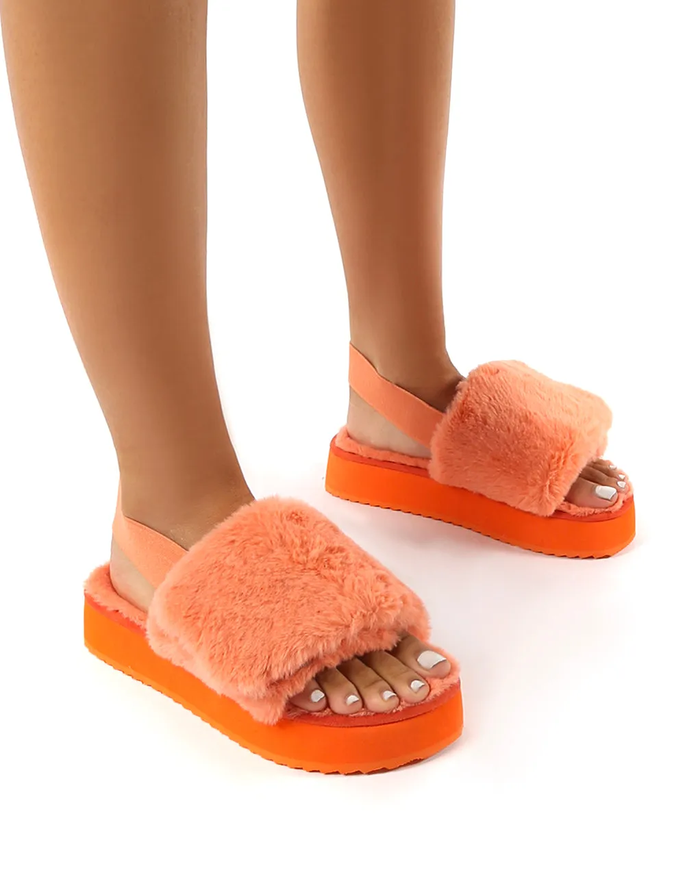 Funky Coral Platform Chunky Sole Velcro Strap Slippers