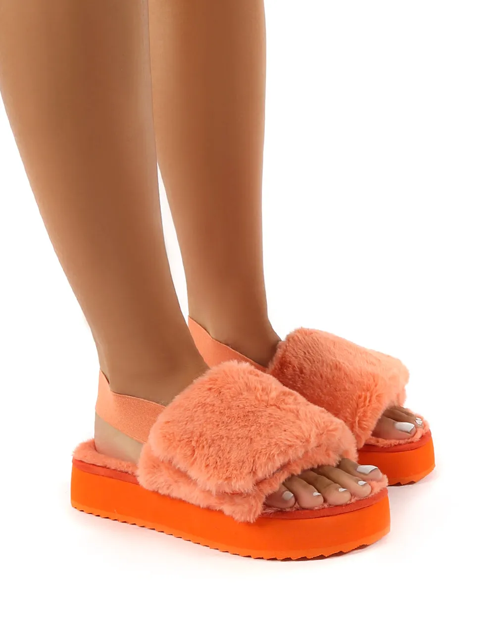 Funky Coral Platform Chunky Sole Velcro Strap Slippers