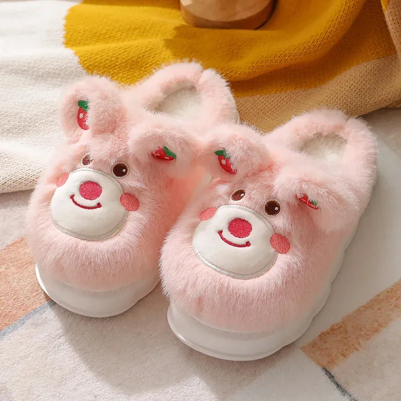 Furry Teddy Bear Slippers for Girls