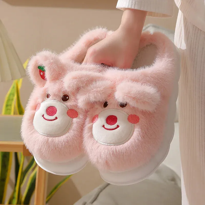 Furry Teddy Bear Slippers for Girls