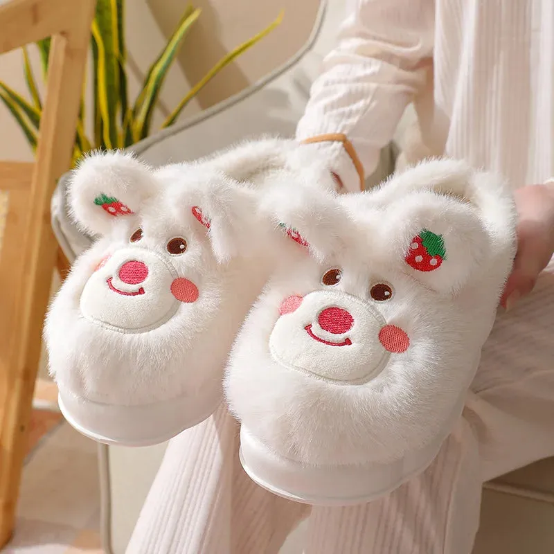 Furry Teddy Bear Slippers for Girls