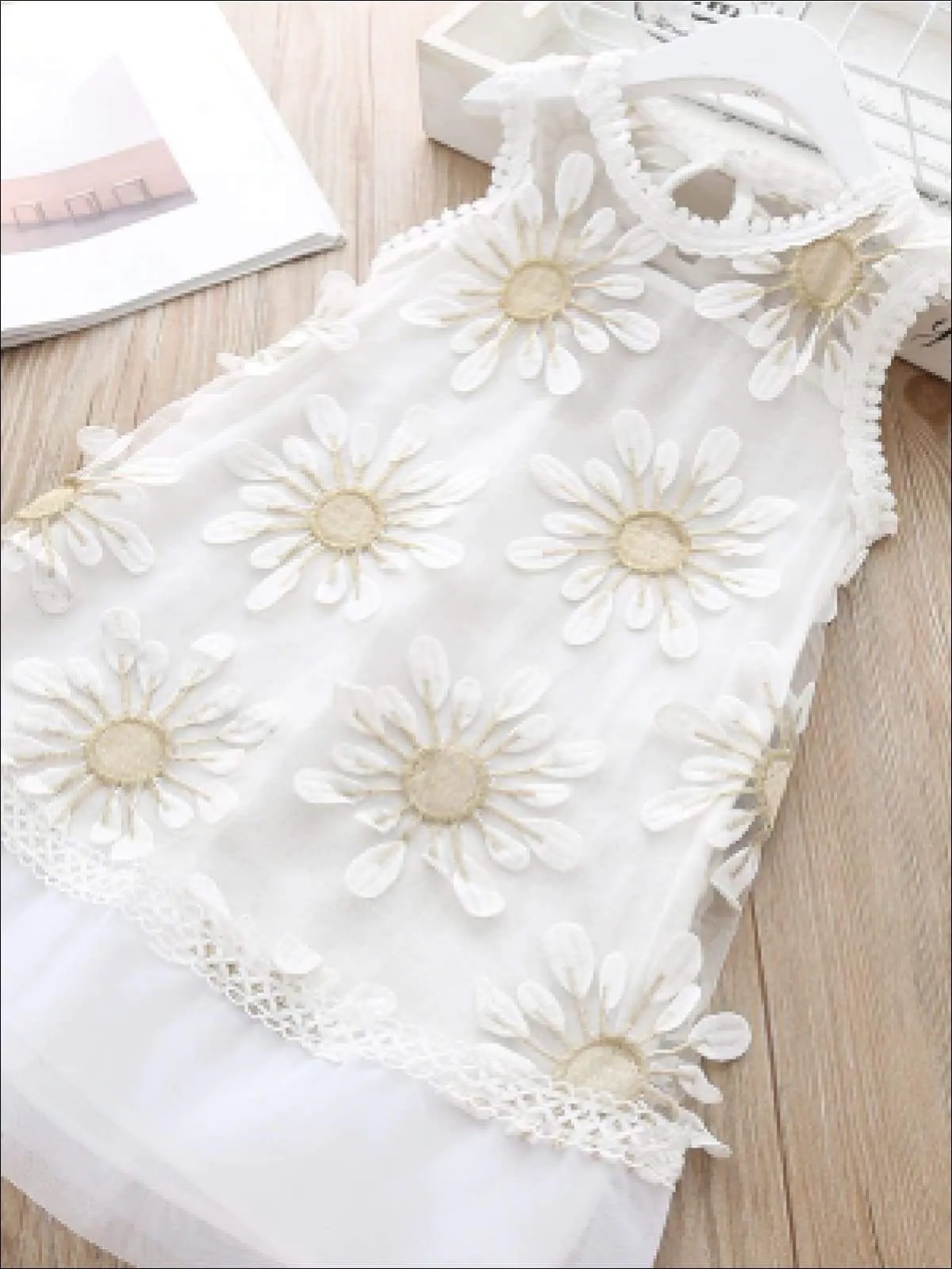 Girls 3D Sunflower Sleeveless Dress