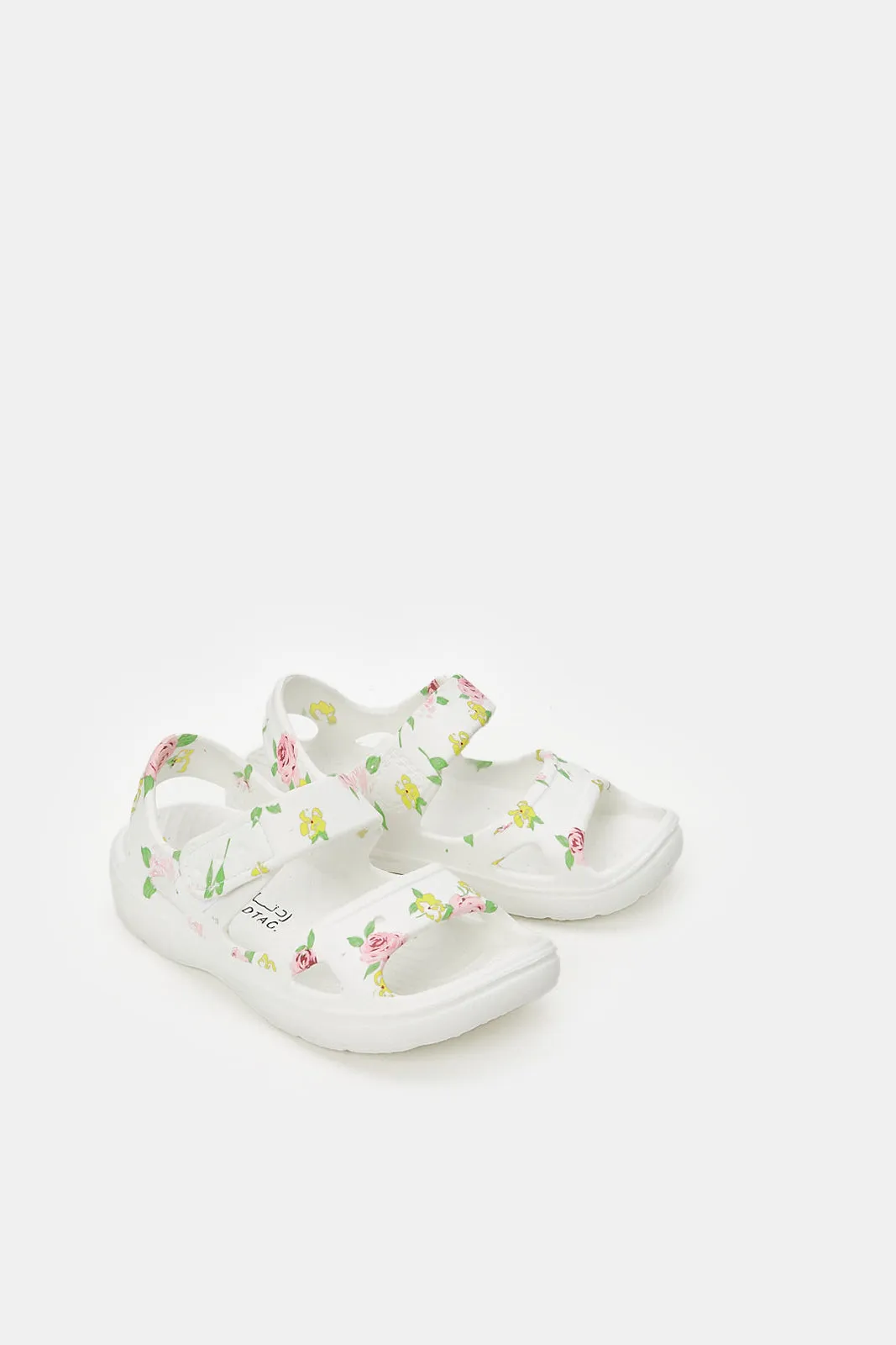 Girls Cream Printed Slide