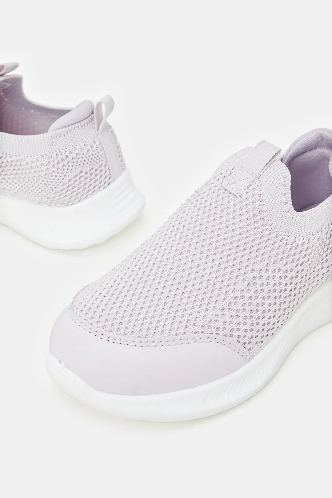 Girls Lilac Textured Slip-On Sneakers