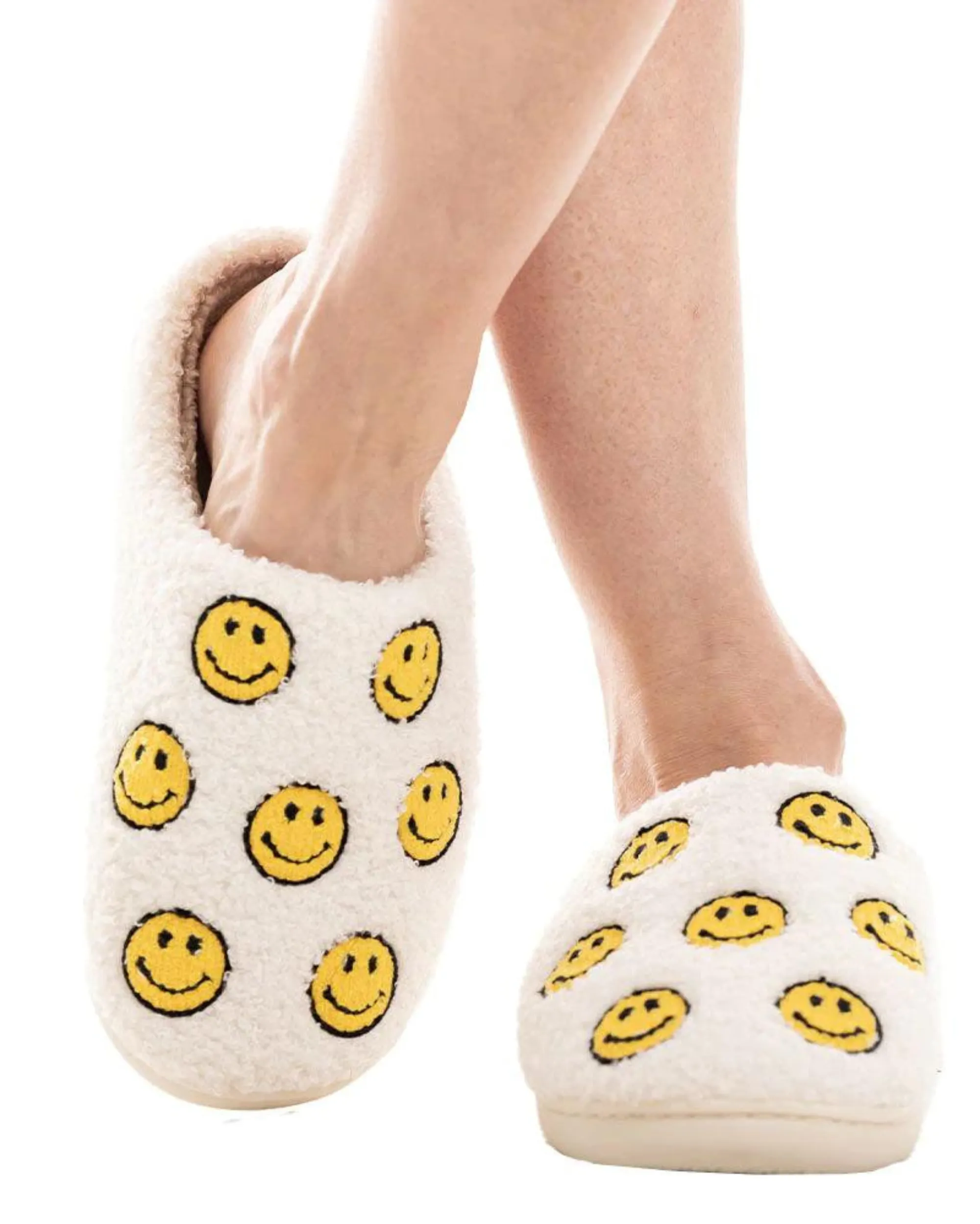 Happy Face All Over Sherpa Slippers