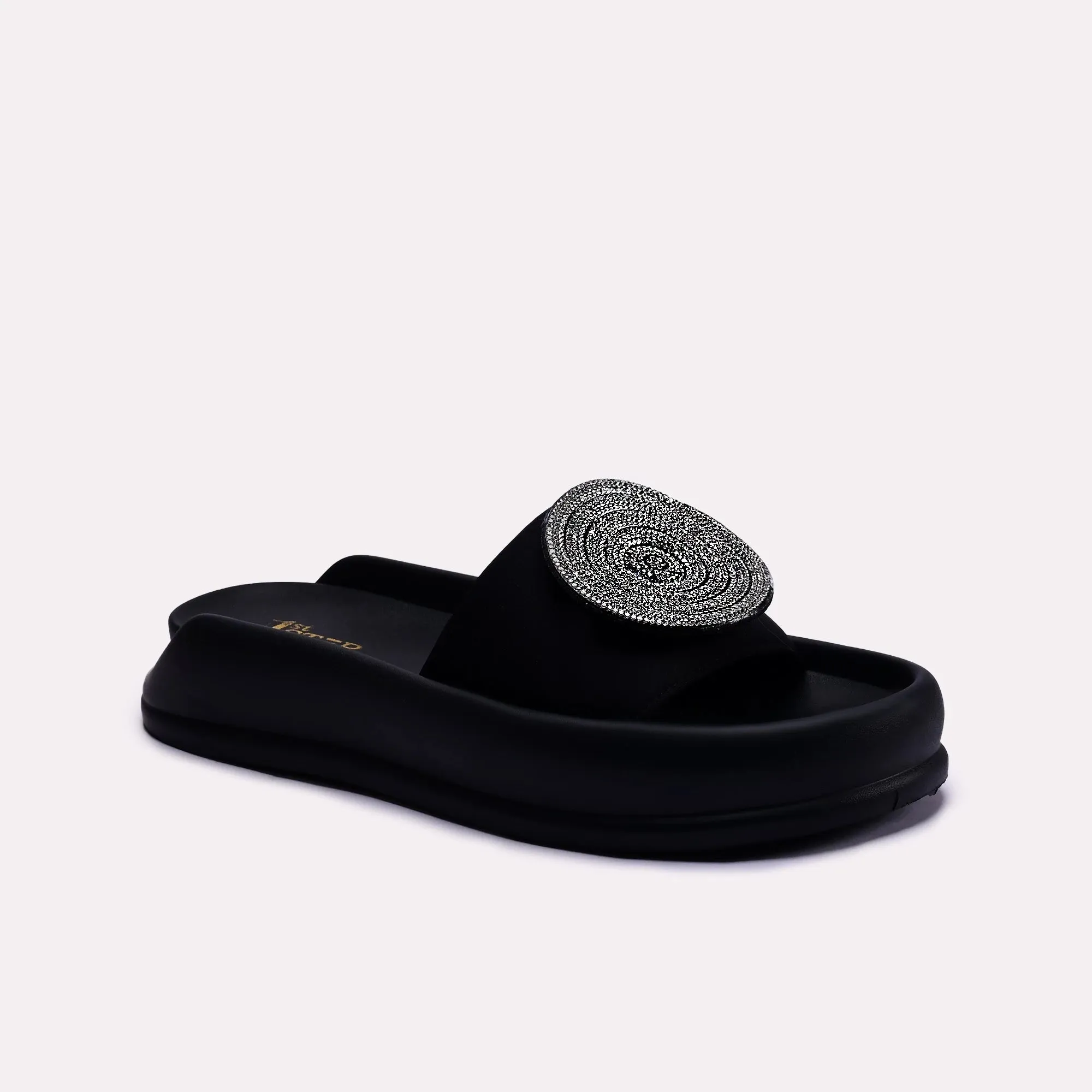 Hazel Black Platform Slides 0412350