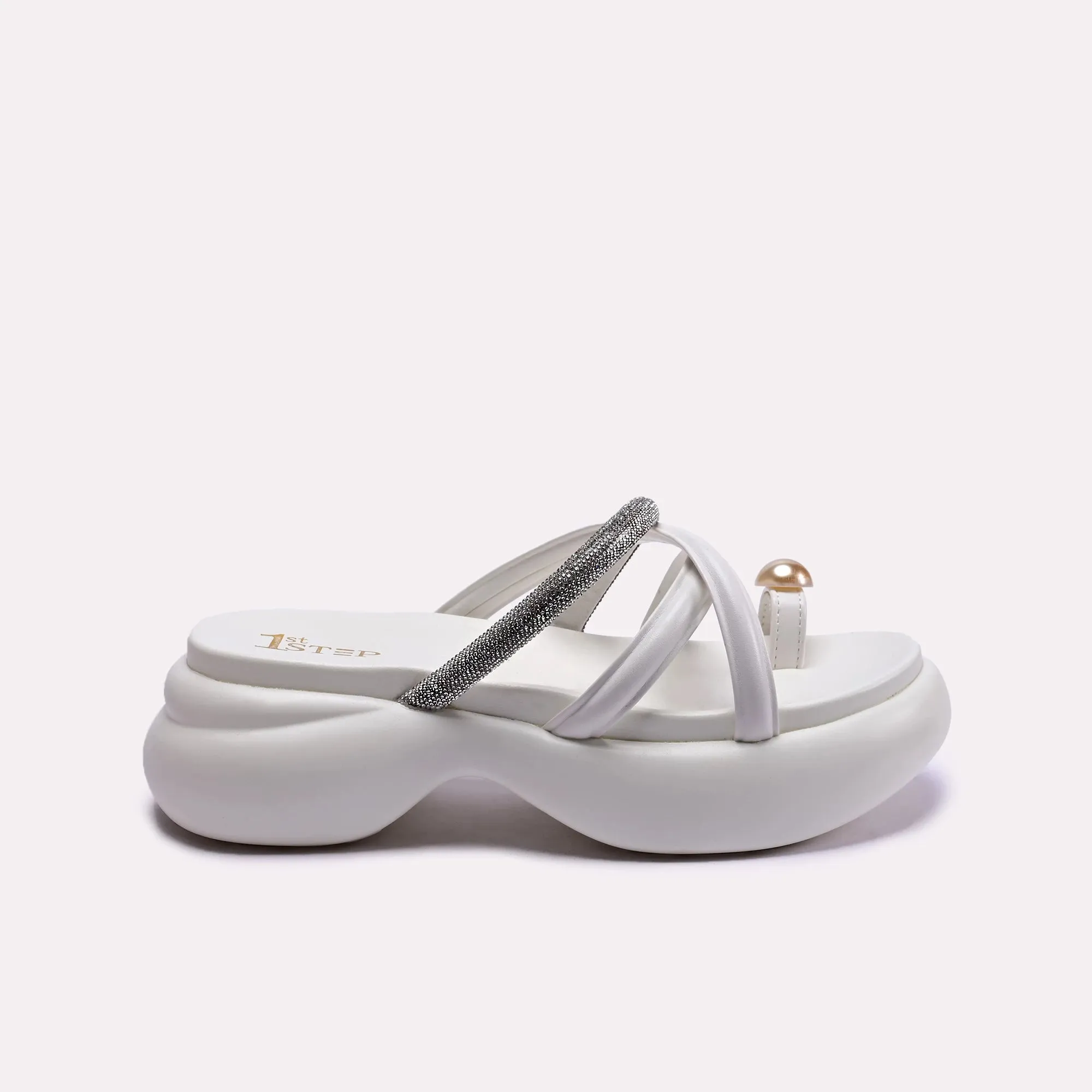 Heather White Platform Slippers 0412282