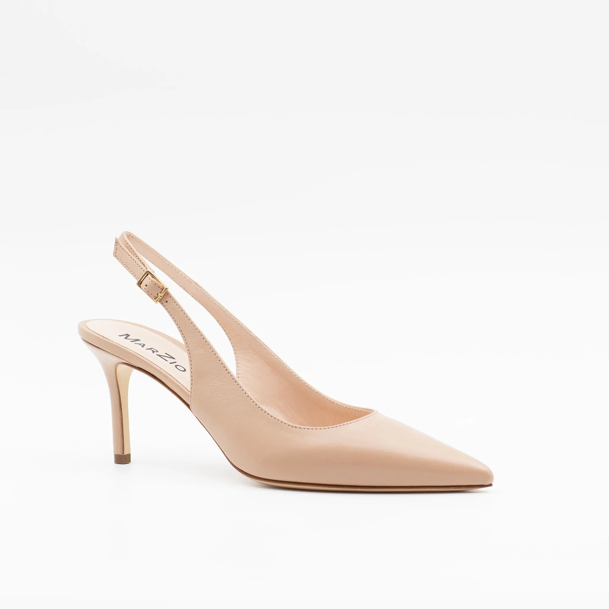 Heeled slingback in beige