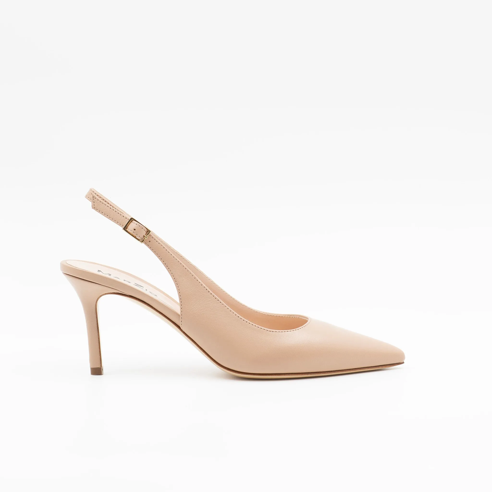 Heeled slingback in beige