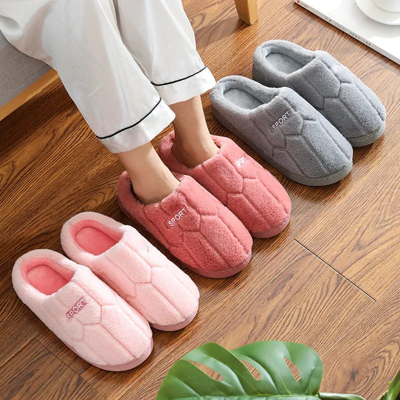 Honeycomb Plush Slippers for Women