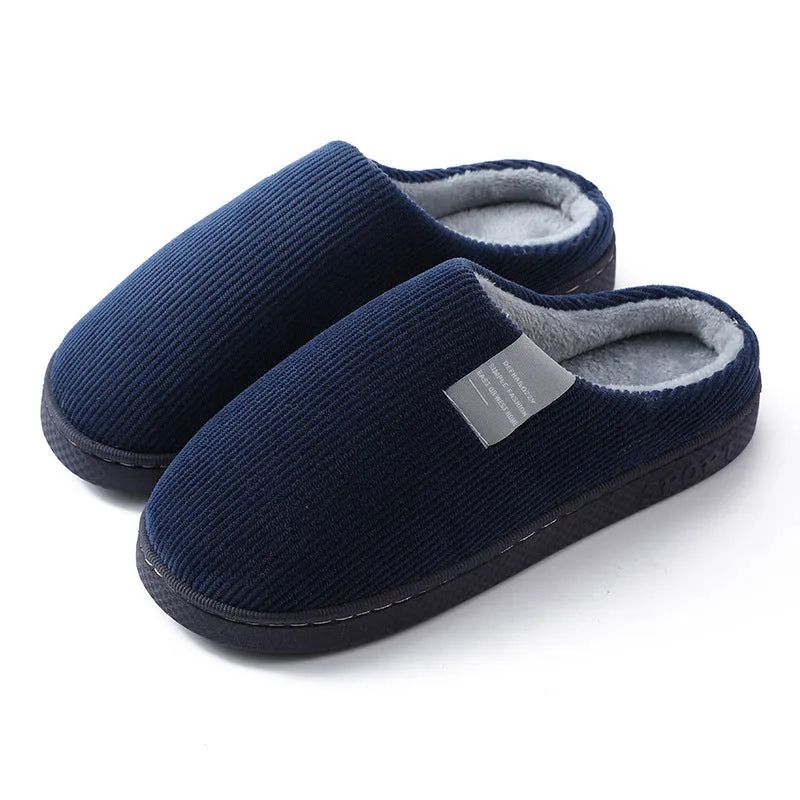 Indoor Corduroy Shoes Warm Plush Home Slipper Anti Slip Floor Bedroom Shoes Autumn Winter