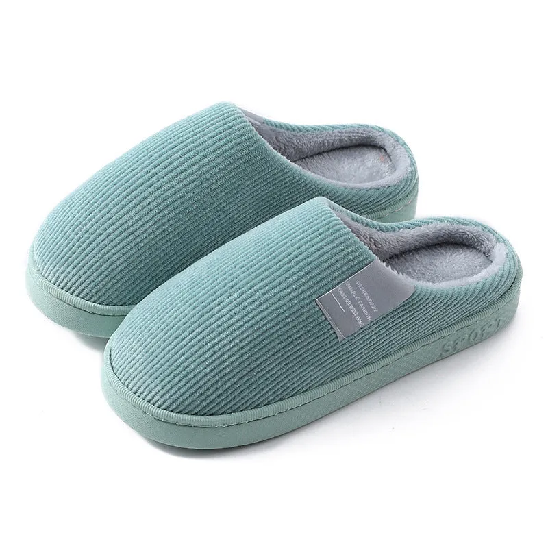 Indoor Corduroy Shoes Warm Plush Home Slipper Anti Slip Floor Bedroom Shoes Autumn Winter